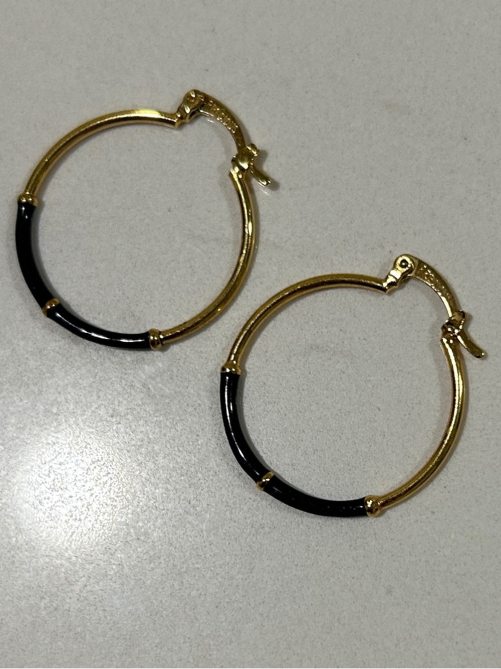 Thin Gold & Black Hoop Earrings